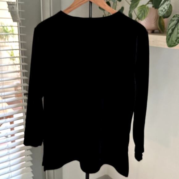 Liz Baker Black Velvet Long Sleeve Womens M Elegant Minimalist Pullover Tunic - Picture 2 of 6